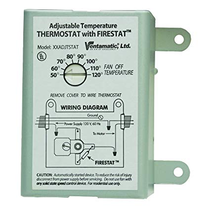 Ventamatic Logo - Ventamatic XXFIRESTAT 10-Amp Adjustable Programmable Thermostat with  Firestat for Power Attic Ventilators, Replacement Thermostat (Тwо Расk)