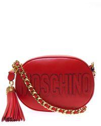 Red Oval Logo - Moschino Oval Logo Crossbody Bag in Red