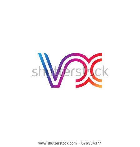 VX Logo - Initial lowercase letter vx, linked outline rounded logo, colorful