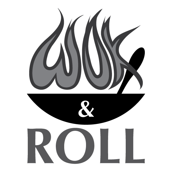 Wok Logo - Wok & Roll Logo (Black & White Version)