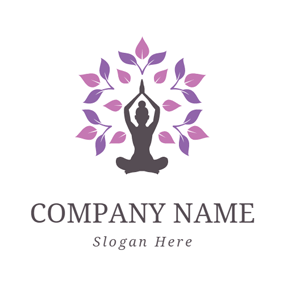 Yogi Logo - Purple Leaf and Outlined Yogi logo design. yoga. Logos design