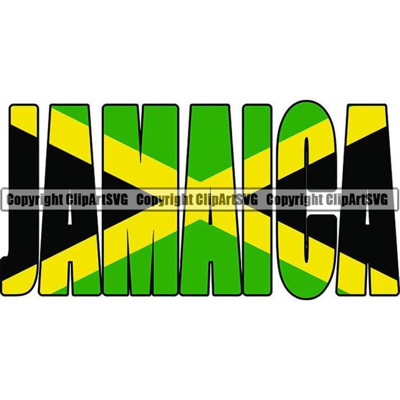 Jamaican Logo - Jamaica Text Flag Jamaican Reggae Rasta Caribbean Country World National  Nation Logo Art .JPG .PNG Instant Clipart Clip Art Design Graphic