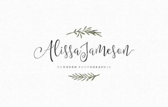 Rosemary Logo - Watercolor Twig Logo Design - Watermark Rosemary Photography Logo ...