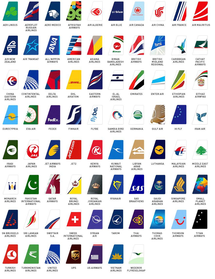 International Airline Logo - A collection of airline airplane tails designs for many airlines ...