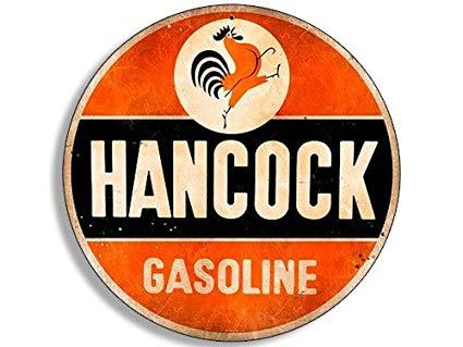 Gasoline Logo - Amazon.com: American Vinyl Round Vintage Hancock Gas Sticker ...