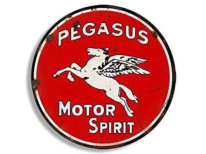 Gasoline Logo - Amazon.com: American Vinyl Round Vintage Pegasus Gas Sticker ...