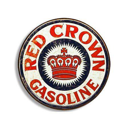 Gasoline Logo - Round Vintage RED CROWN Gas Sticker (gasoline logo old rat rod)
