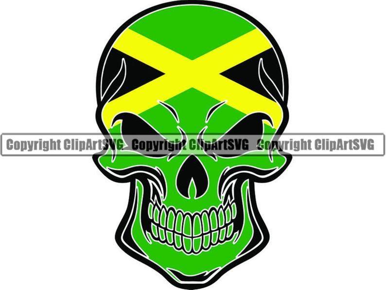 Jamaican Logo - Jamaica Skull Shaped Flag Jamaican Reggae Rasta Caribbean Country World  National Nation Love Logo Art .JPG .PNG Clip Art Design Graphic
