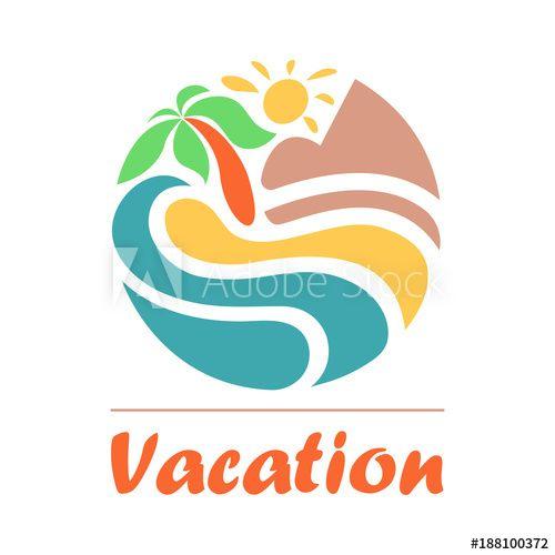 Vacation Logo - Summer travel vacation logo concept in circle shape. Sea resort