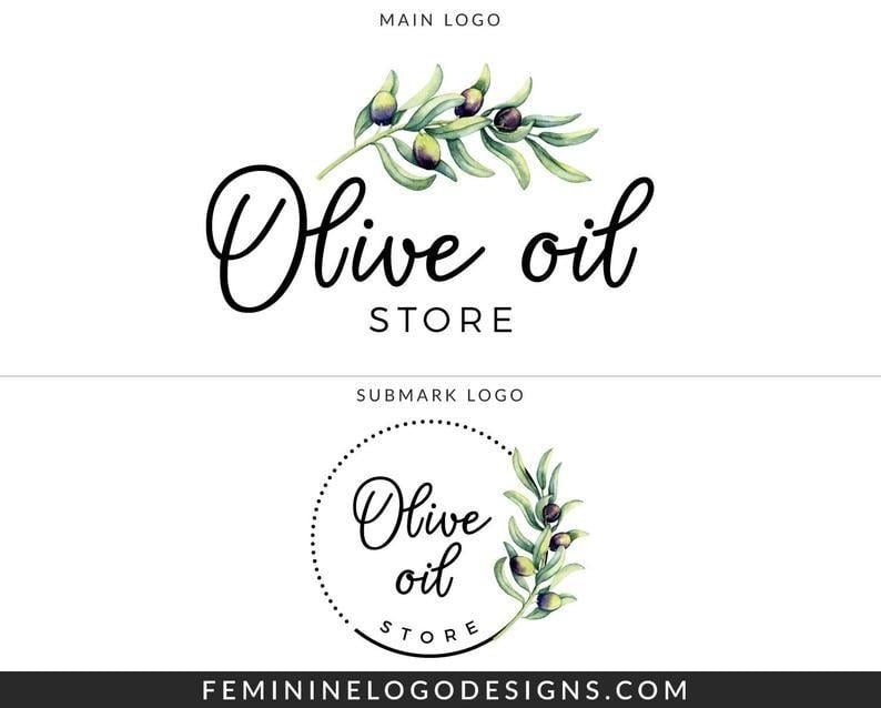 Olive Logo - Olive logo, Olive branding package, Watercolor olive branch logo design,  Olive oil logo set, Rustic logo, Olive logo and submark premade