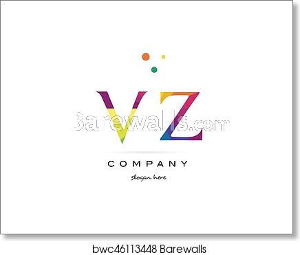 VZ Logo - Vz v z creative rainbow colors alphabet letter logo icon art print poster
