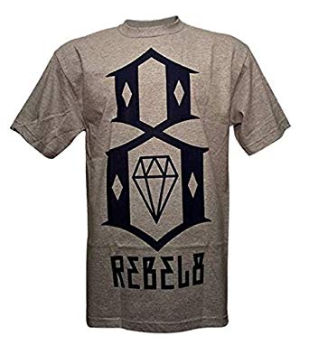 Rebel8 Logo - Rebel8 Logo T Shirt Heather Grey Navy[S]: Clothing
