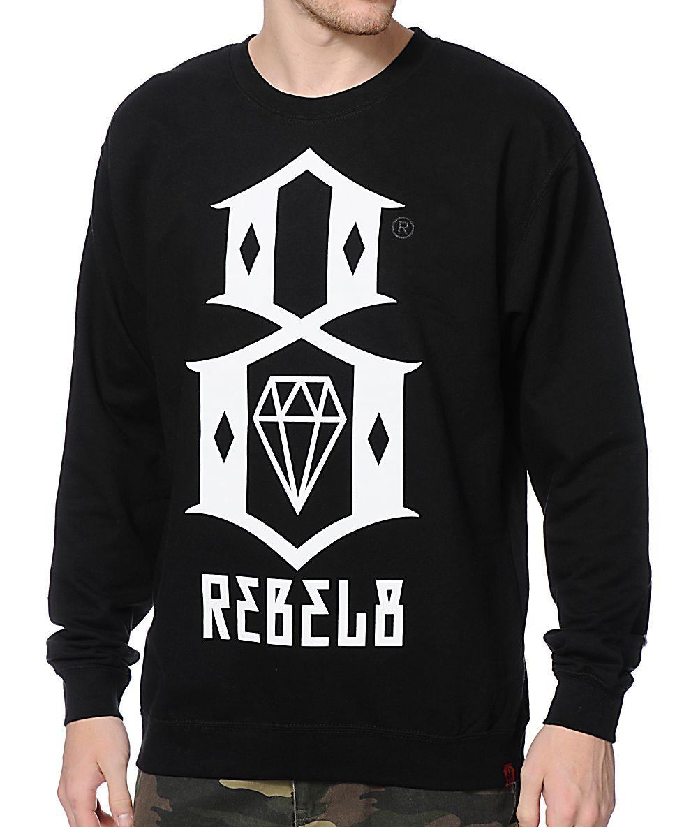 Rebel8 Logo - REBEL8 Logo Black Crew Neck Sweatshirt