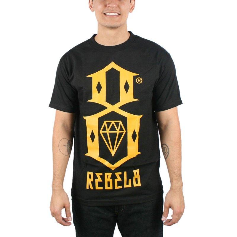 Rebel8 Logo - Rebel8 Mens T Shirt In Black Yellow