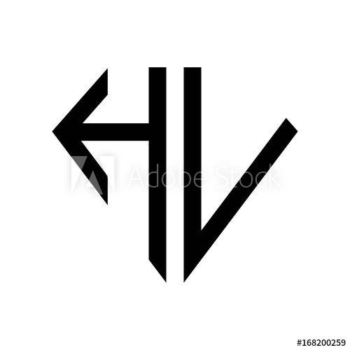 HV Logo - initial letters logo hv black monogram diamond pentagon shape