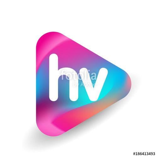 HV Logo - Letter HV logo in triangle shape and colorful background, letter