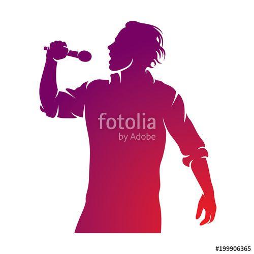 Singing Logo - Superstar performance vector illustration, person with microphone in ...