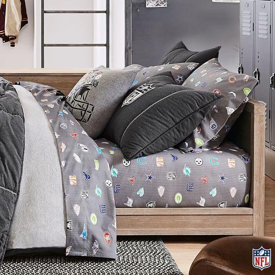 PBteen Logo - NFL Bright Logo Sheet Set | Jax room | Teen girl bedding, Flannel ...