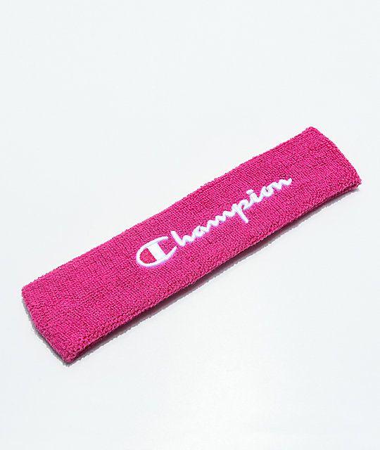 Headband Logo - Champion Terry Logo Pink Headband