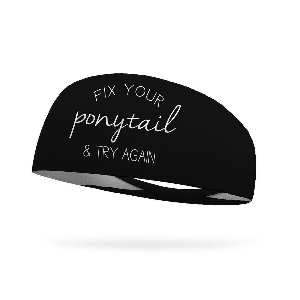 Headband Logo - Fix Your Ponytail and Try Again Wicking Headband - Snowflake White Logo