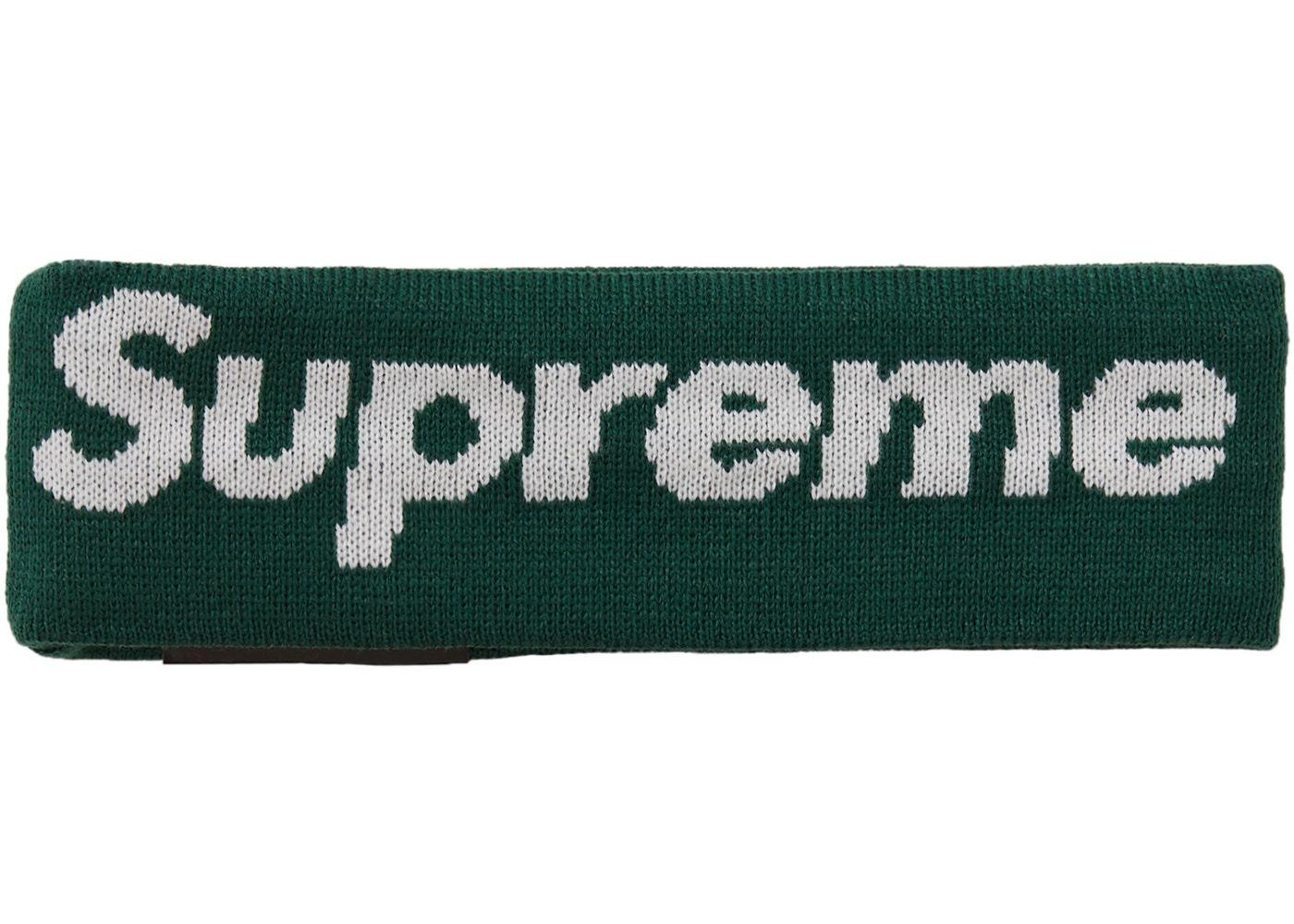 Headband Logo - Supreme New Era Big Logo Headband (FW18)- Dark Green