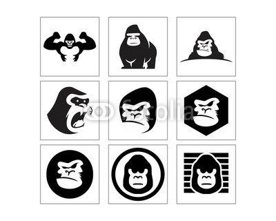 Chimp Logo - black gorilla monkey ape chimp primate image vector icon logo set ...