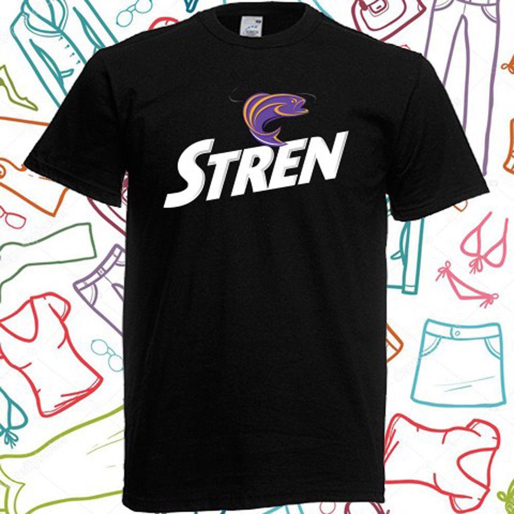 Stren Logo - Stren Fishing Logo Men's Black T-Shirt Size S to 3XL