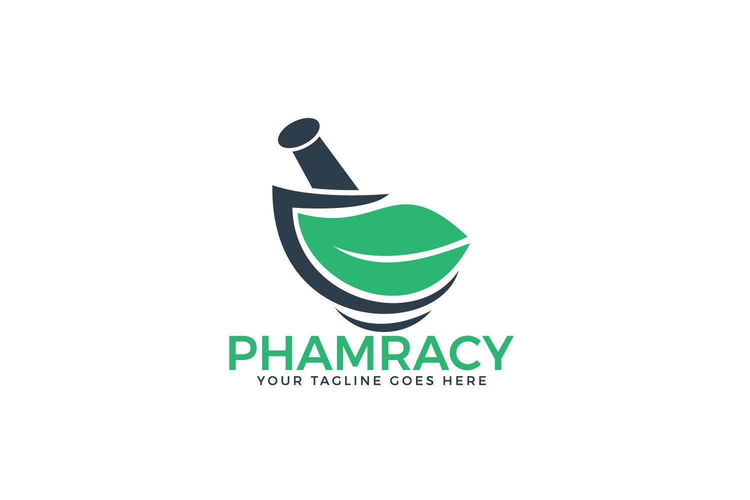 Mortar Logo - Pharmacy medical logo. Natural mortar and pestle logo