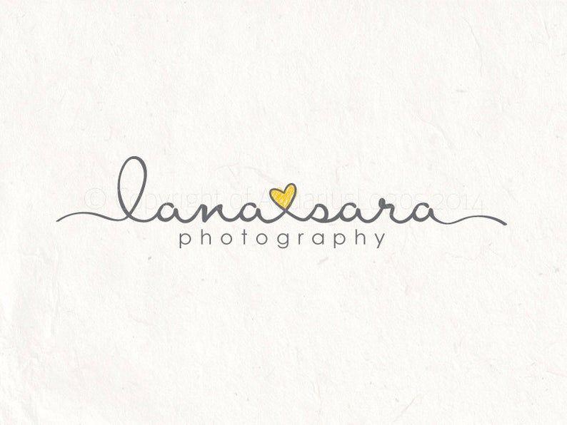 Scribble Logo - Photography logo - Watermark. Heart logo design. Sketch logo scribble logo  - Grey and yellow logo design.