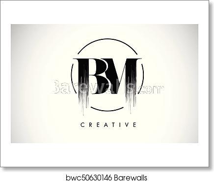Brushstroke Logo - BM Brush Stroke Letter Logo Design. Black Paint Logo Leters Icon. art print  poster