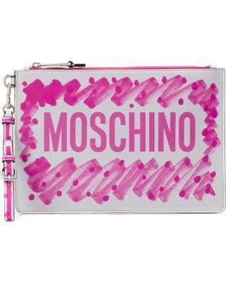 Brushstroke Logo - Moschino Moschino brushstroke logo clutch - Pink from  Farfetch:Linkshare:Affiliate:CPA:US:US | ShapeShop