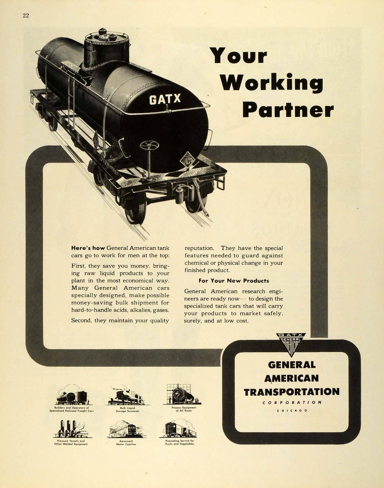 GATX Logo - 1945 Ad General American Transportation Corp Logo Tank GATX Equipment FZ8