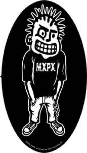 MxPx Logo - MXPX Vinyl Sticker Cartoon Guy Oval Logo