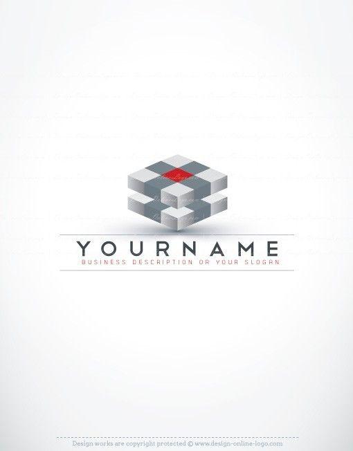 Three-Dimensional Logo - Exclusive Design: 3D Cubes online Logo + Compatible FREE Business Card