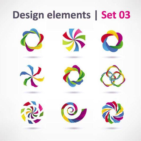 Three-Dimensional Logo - Beautifully Colored Three Dimensional Logo Vector Material