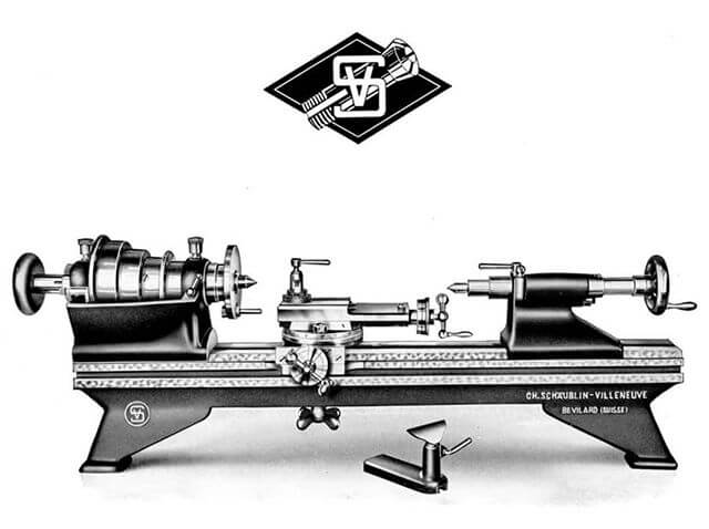 Lathe Logo - Early 1940s Ch. Schäublin-Villeneuve simple Toolmakers' Lathe model ...