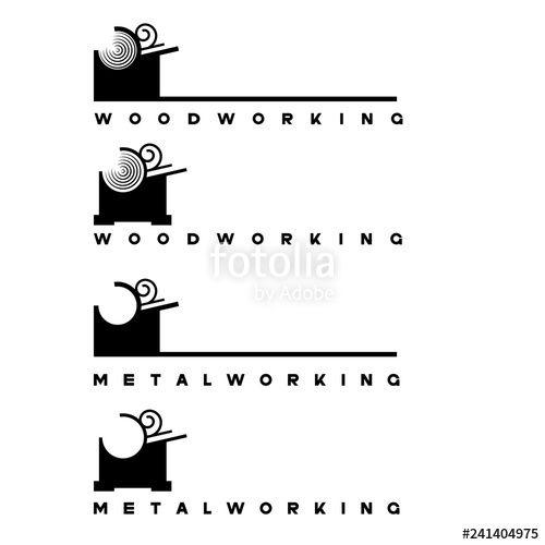 Lathe Logo - illustration consisting of several image of a lathe and a piece