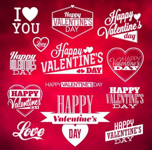 Valentine Logo - Valentine day wordArt logos with labels vector free download