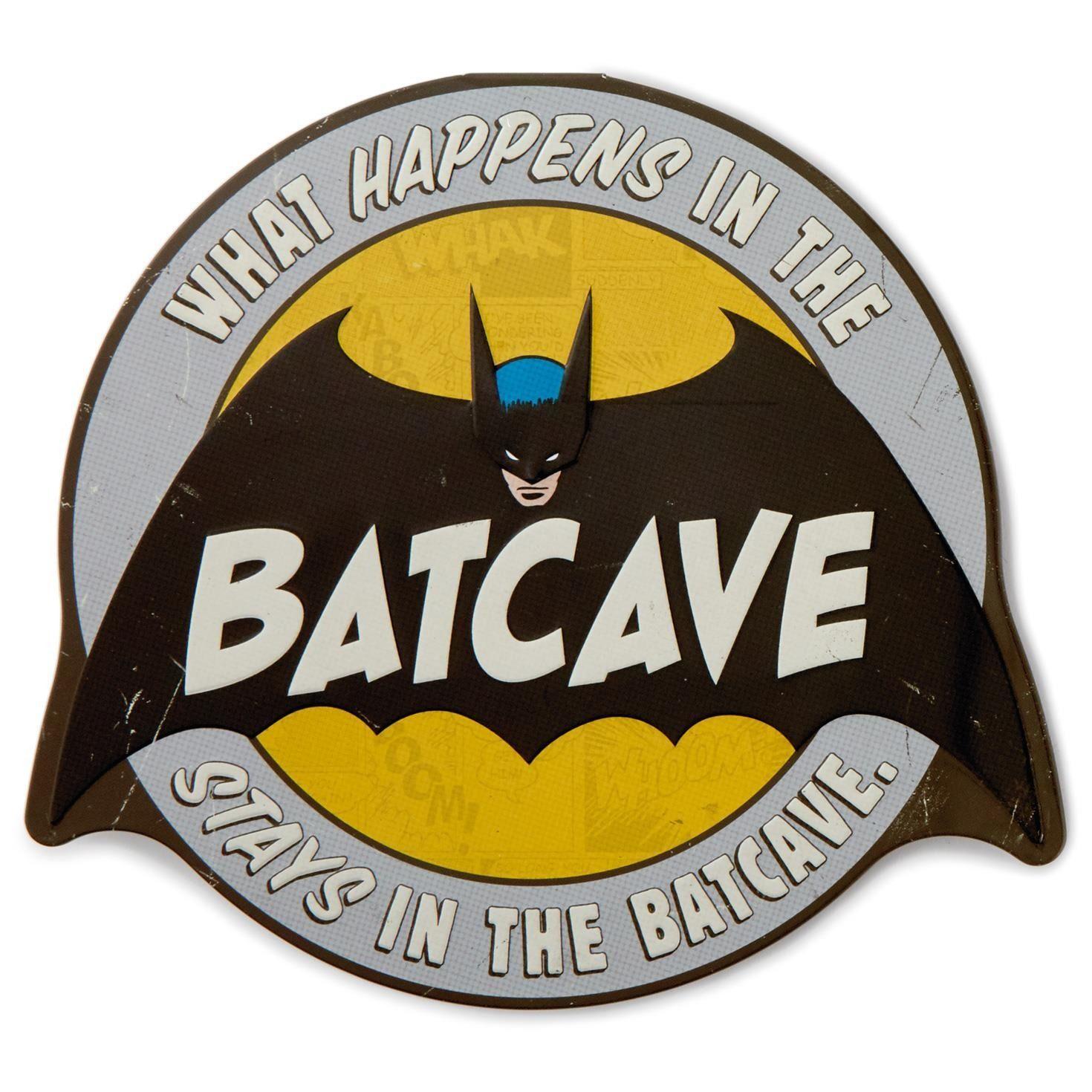 Batcave Logo - Batcave Embossed Metal Sign