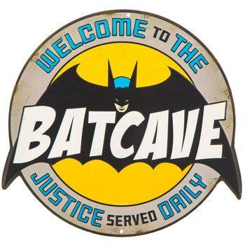 Batcave Logo - Batcave Embossed Die Cut Metal Sign