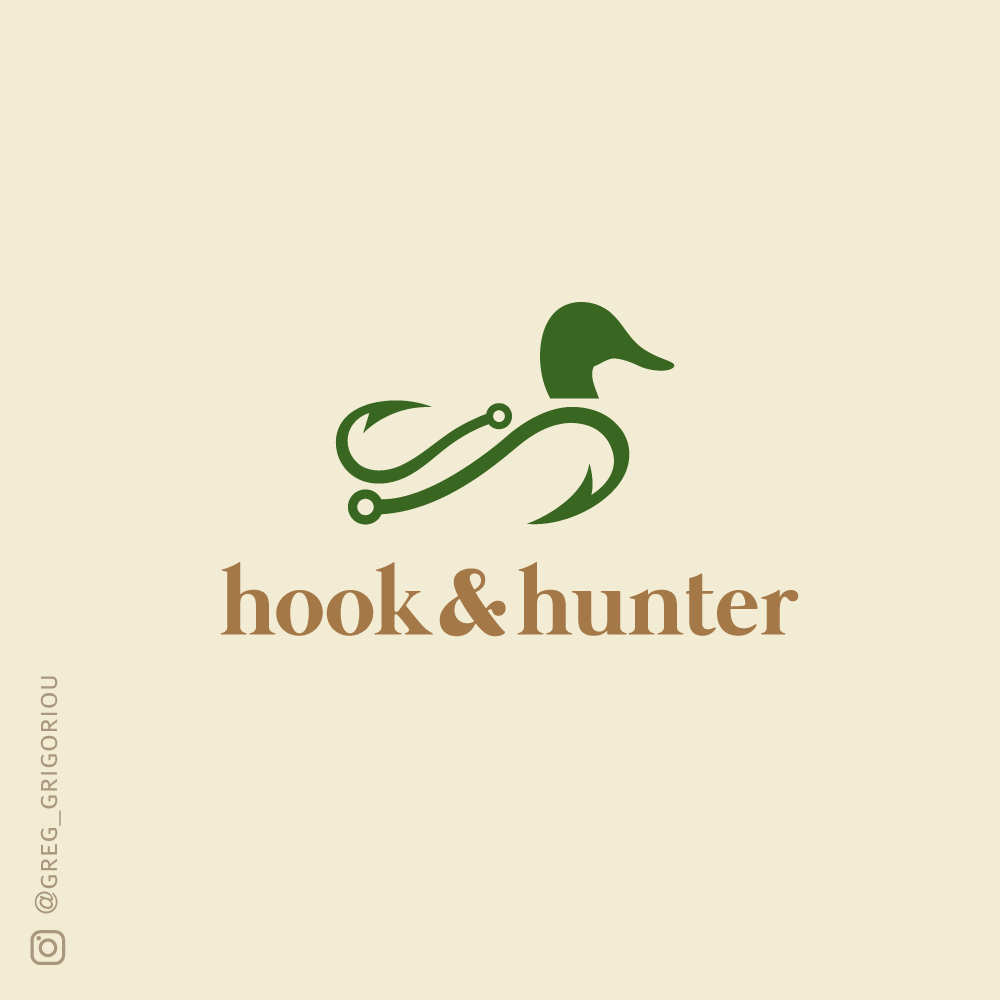 Hooks Logo - For Sale: Hook and Hunter Duck Fishing Hook Logo – Logo Cowboy