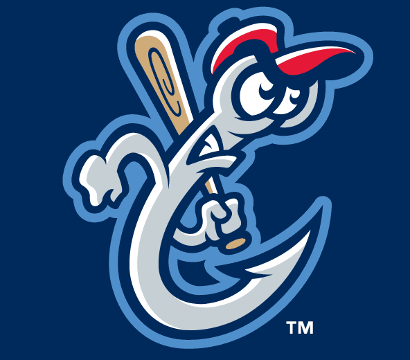 Hooks Logo - Corpus Christi Hooks Cap Logo (2005) - A silver hook holding a bat ...