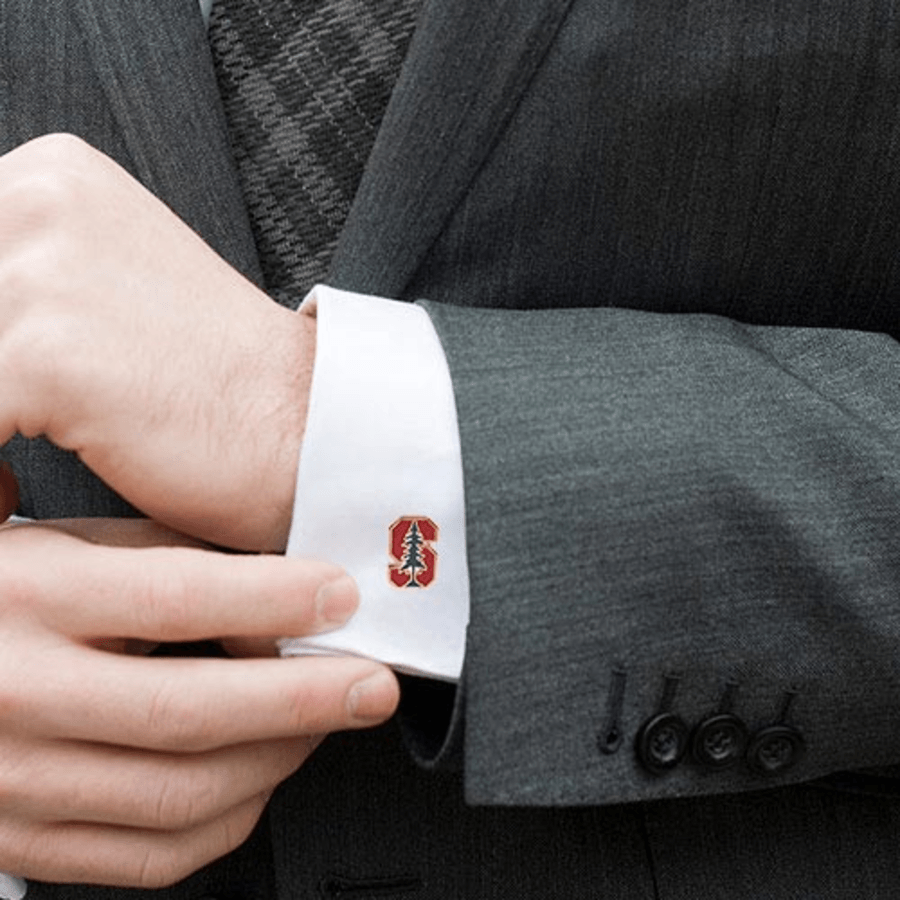 Plated Logo - Stanford Cardinal Silver-Plated Logo Cufflinks