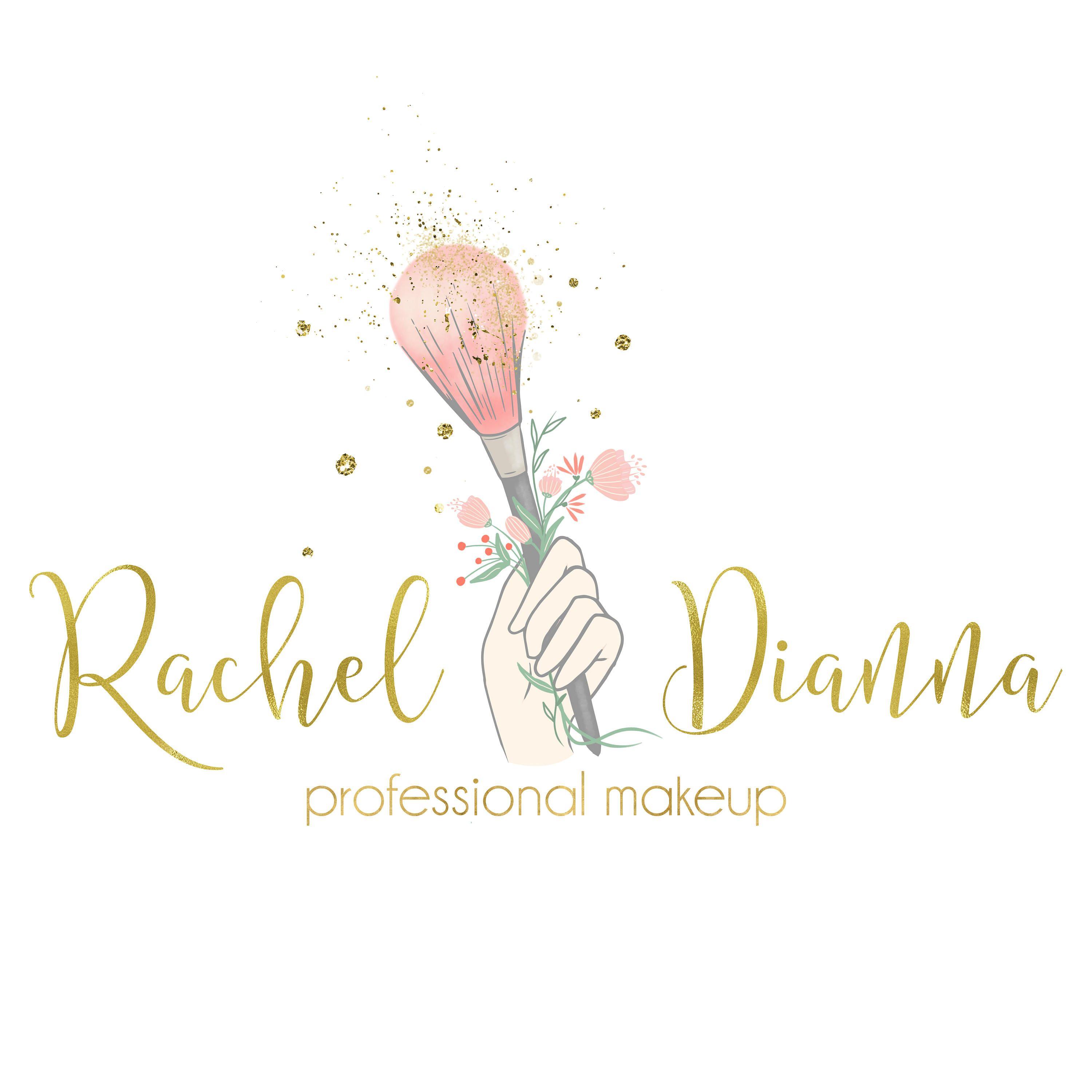 Brush Logo - make up brush logo design gold makeup artist logo watercolor pink beauty  blog organic natural professional branding Hand Drawn Feminine