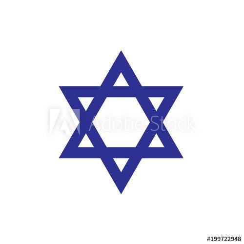 Jwish Logo - Israeli blue star icon, star of David symbol, David's star logo