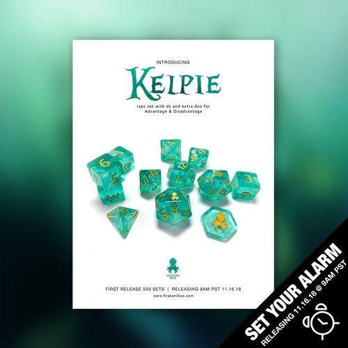 Dice.com Logo - Kelpie 12pc DnD Dice Set With Kraken Logo