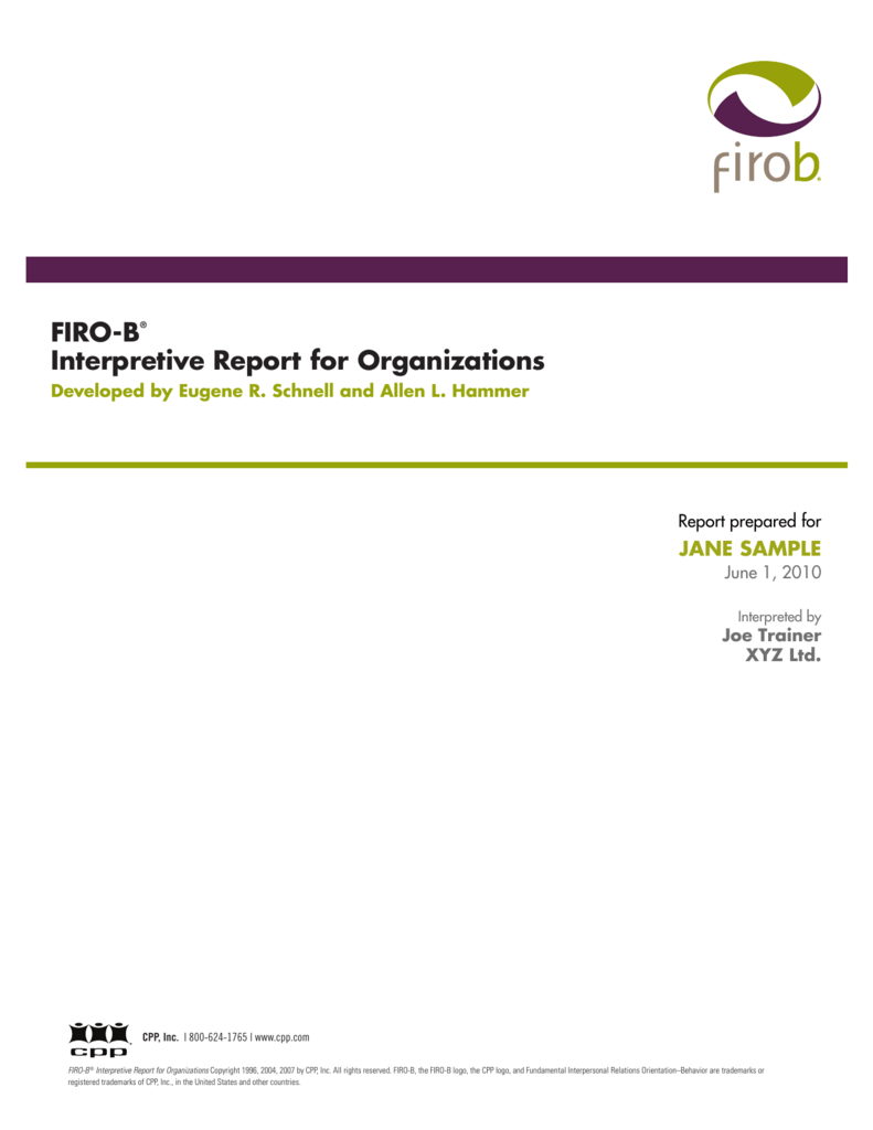 FIRO-B Logo - FIRO-B® Interpretive Report for Organizations