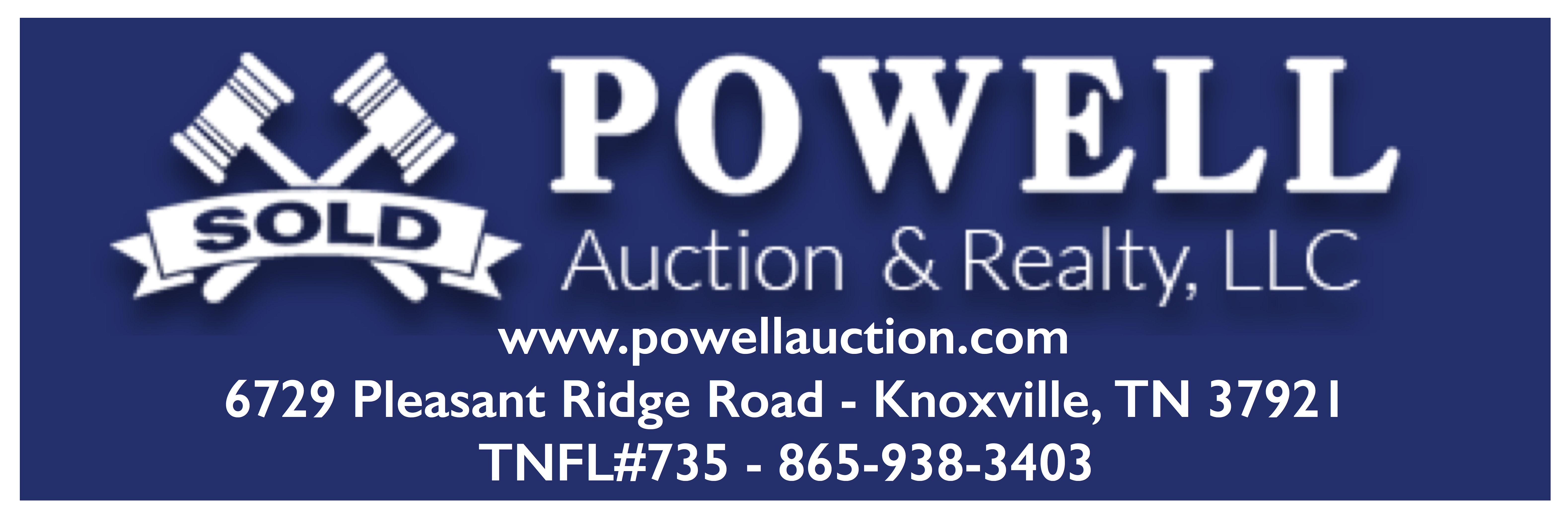 Powell Logo - Powell Logo - Footer - Blue & White - Powell Auction