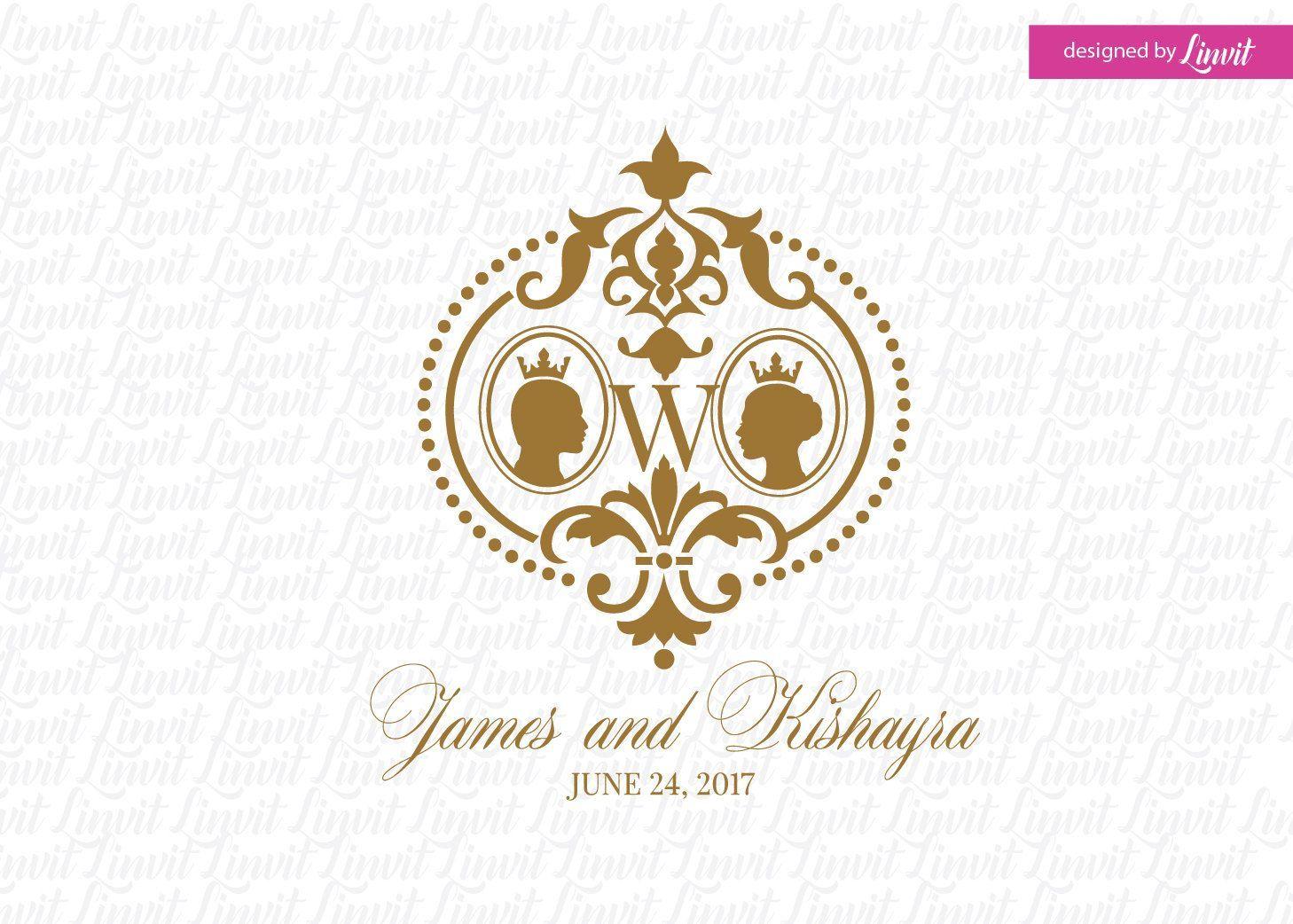 Invitation Logo - Royal wedding logo, royal wedding monogram, gold custom wedding logo ...