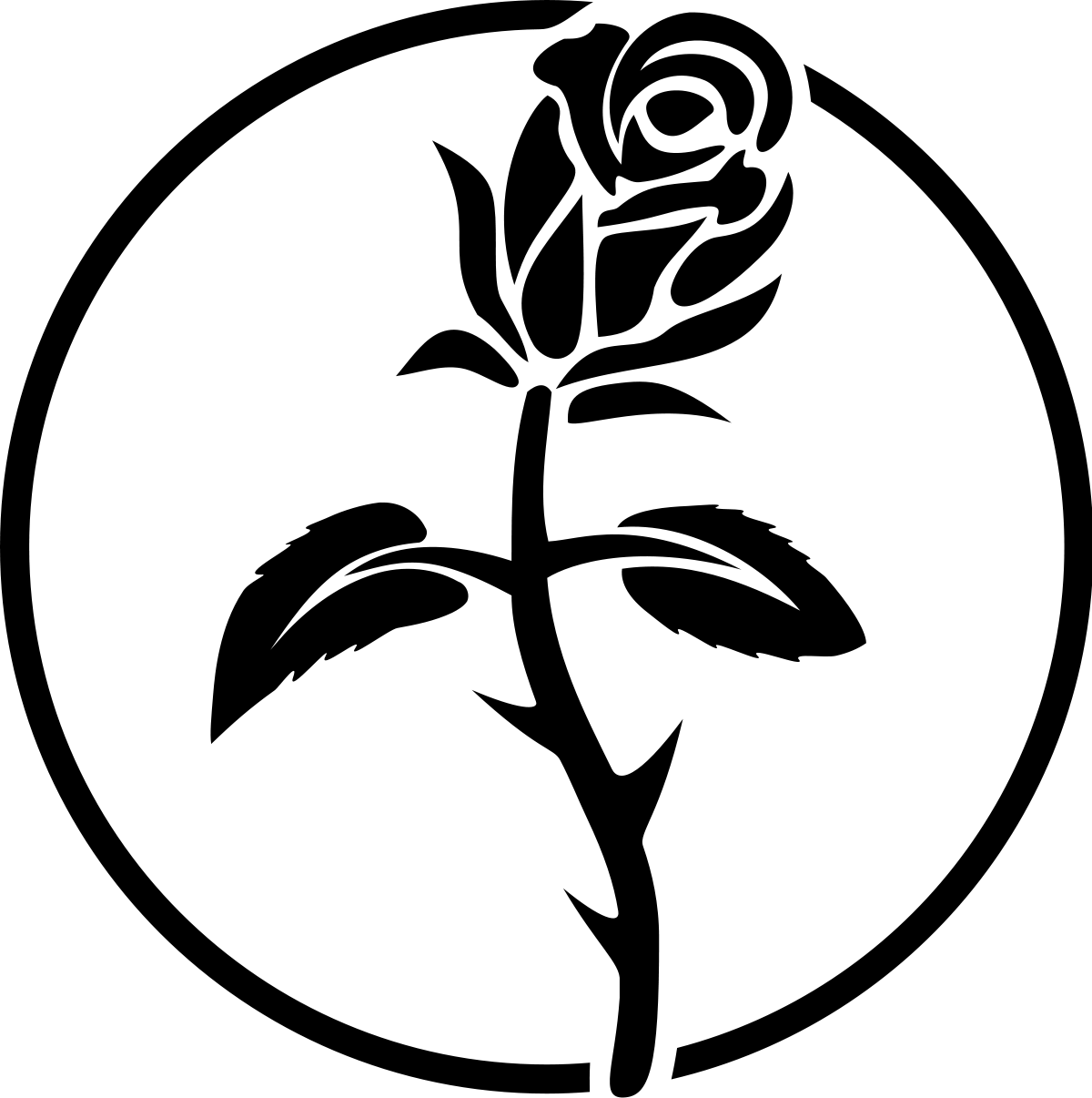 Black and White Flower Logo - Flower stem black and white clip royalty free stock